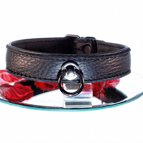 SiaLinda: Halsband echtes Elch Leder schwarz 30mm, solo oder mit O - Ring, Geschenkverpackung - SiaLinda.com